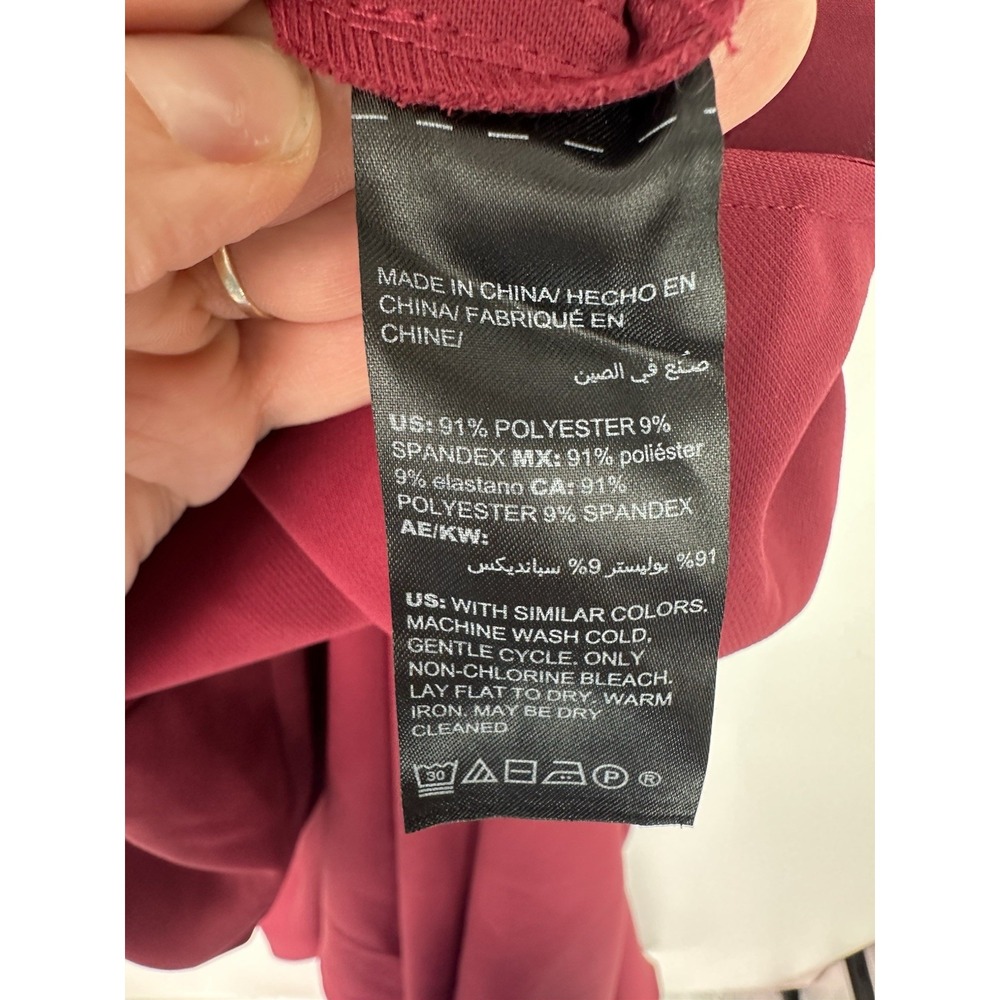 White House Black Market Jumpsuit Size 6 Burgundy Wine Overlay Sleeveless 0288 - Picture 5 of 7